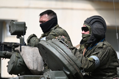 Efectivos de Wagner, desplegados en la ciudad rusa de Rostov, uno de los enclaves del sur de Rusia que controla la compañia de mercenarios