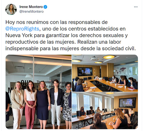 Irene Montero y su equipo en el instituto dedicado a suministrar niños a las mujeres y hombres ricos, alquilando los vientres de las mujeres pobres